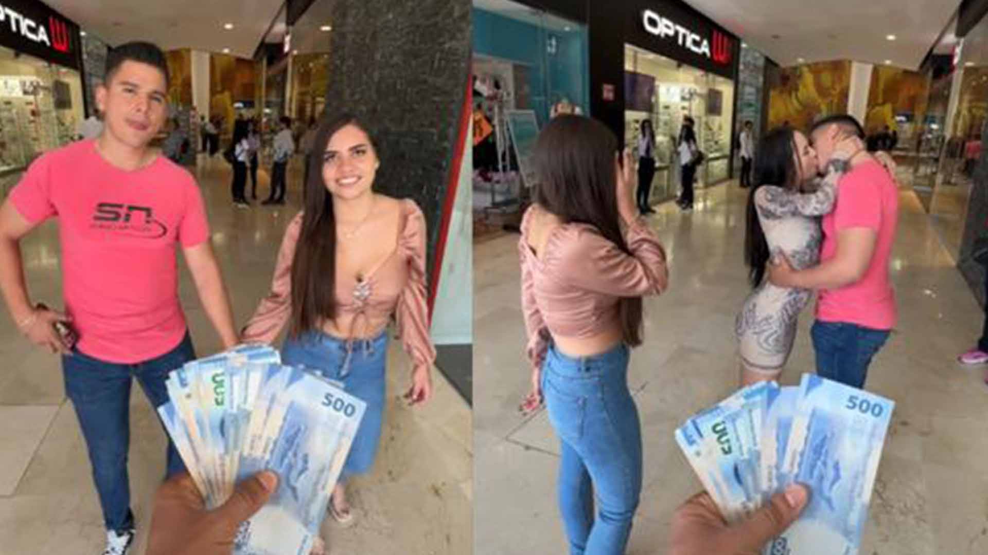 Joven acepta que besen a su novio por dinero y termina enojada (VIDEO