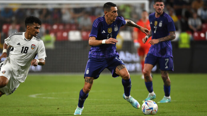 A Ángel Di María le alcanzó la primera parte para lograr un doblete en la previa del Mundial